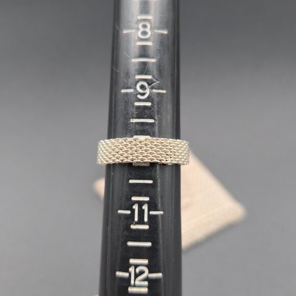 Size 10 Sterling Silver Heart Love Mesh Band Ring A6511 - Picture 6 of 8